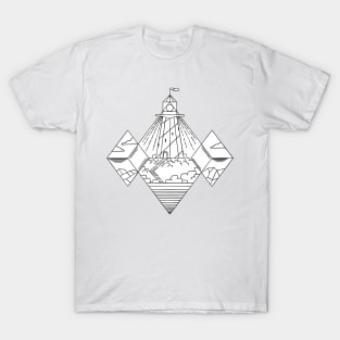 Geometric Lighthouse line art T-Shirt